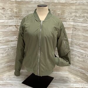 The North Face Puffer Bomber Jacket Insulated Olive Army Green M Medium